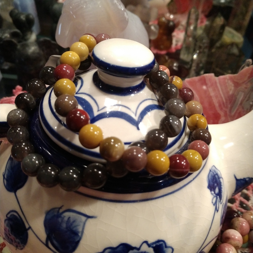 Mookite and smokey quartz bracelets